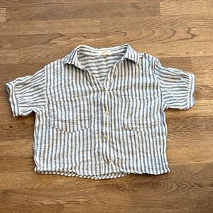 Love Notes Striped Button-Up Crop Top